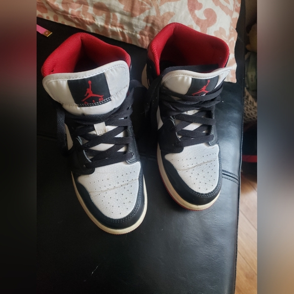 Nike Other - Nike Air Jordan Black and White Sneakers with Red Size 4.5